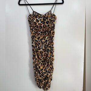 Leopard Print Ruched Dress